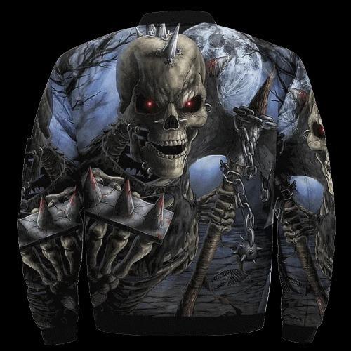 SKULL BOMBER JACKET PL263 - Amaze Style™-BOMBER JACKETS