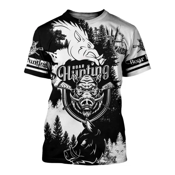 PL411 HUNTING BLACK AND WHITE 3D ALL OVER PRINTED SHIRTS FOR MEN AND WOMEN - Amaze Style™-Apparel