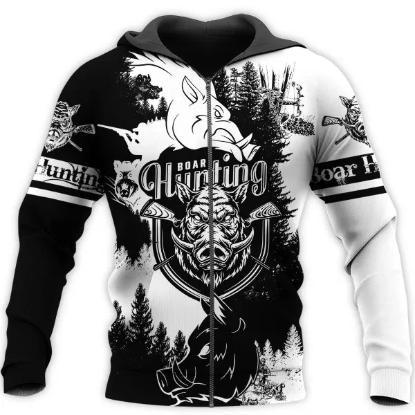 PL411 HUNTING BLACK AND WHITE 3D ALL OVER PRINTED SHIRTS FOR MEN AND WOMEN - Amaze Style™-Apparel
