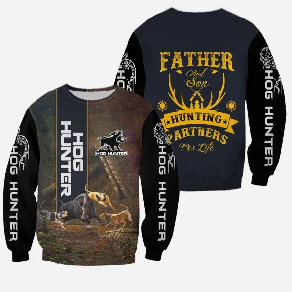 PL418 HOG HUNTER FATHER SON HUNTING PARNTERS 3D ALL OVER PRINTED SHIRTS - Amaze Style™-Apparel