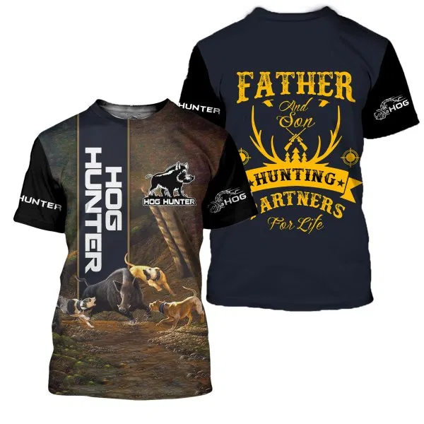 PL418 HOG HUNTER FATHER SON HUNTING PARNTERS 3D ALL OVER PRINTED SHIRTS - Amaze Style™-Apparel