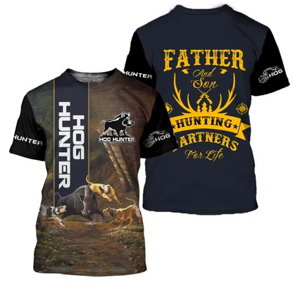 PL418 HOG HUNTER FATHER SON HUNTING PARNTERS 3D ALL OVER PRINTED SHIRTS - Amaze Style™-Apparel
