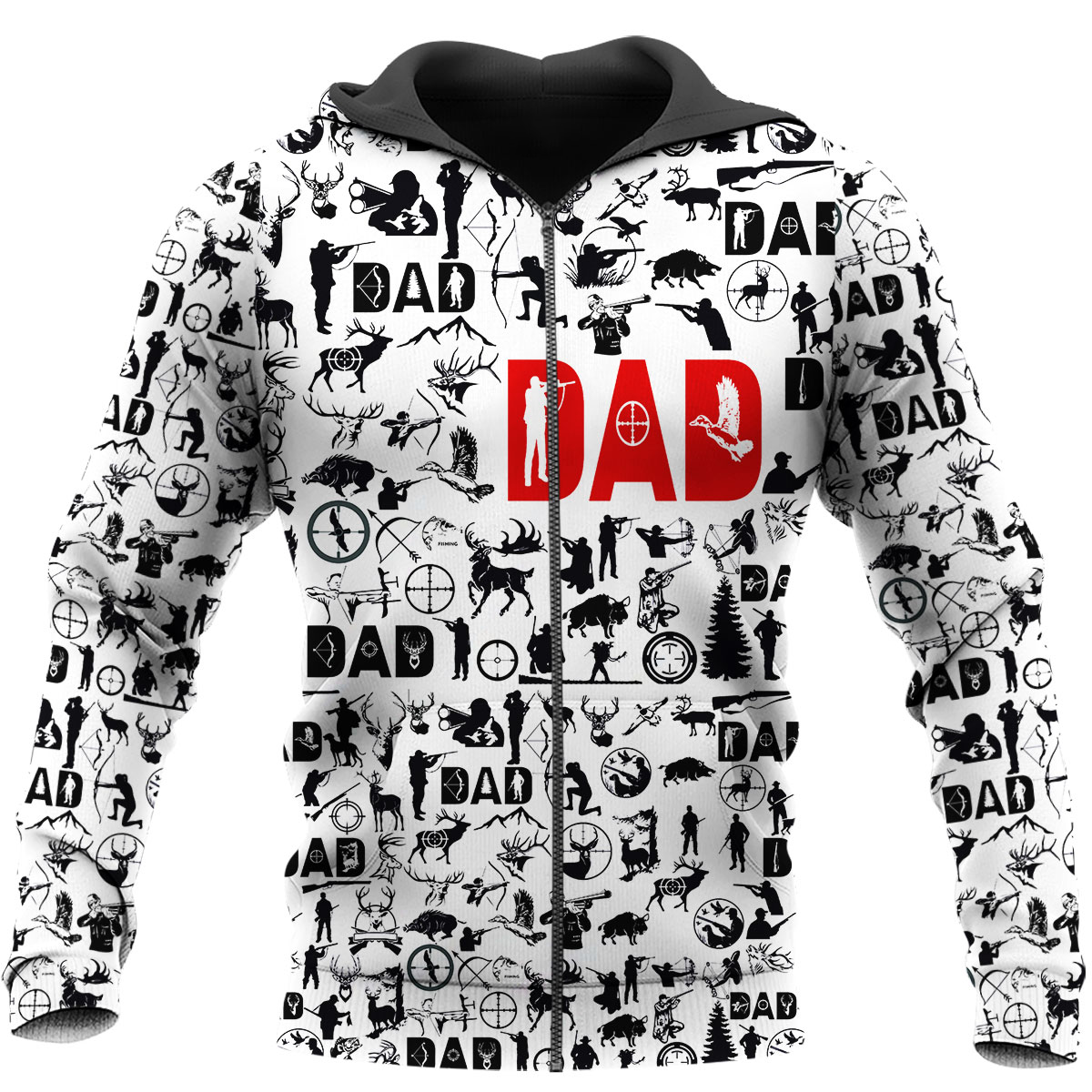 PL445 HUNTER BLACK AND WHITE 3D ALL OVER PRINTED SHIRTS - Amaze Style™-Apparel