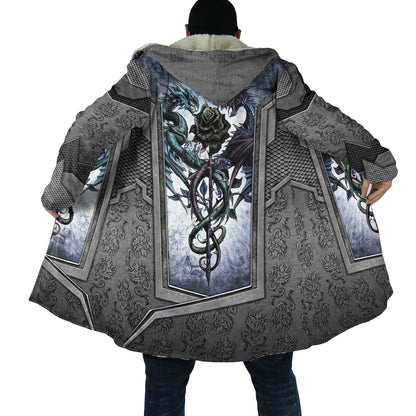 Tmarc Tee Dragon Couple Rose Flowers Armor 3D All Over Printed Winter Shirts