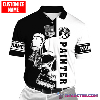 Tmarc Tee Personalized Name Painter 3D All Over Printed Unisex Shirts Skull