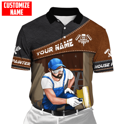 Tmarc Tee Personalized Name Painter 3D All Over Printed Unisex Shirts Leather Texture