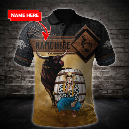 Personalized Name Bull Riding 3D All Over Printed Unisex Shirts Rodeo Clown