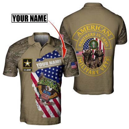Custom name US Army Veteran Brothers in arms 3D print shirts Proud Military