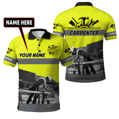 Personalized Name Carpenter 3D All Over Printed Unisex Shirts Yellow