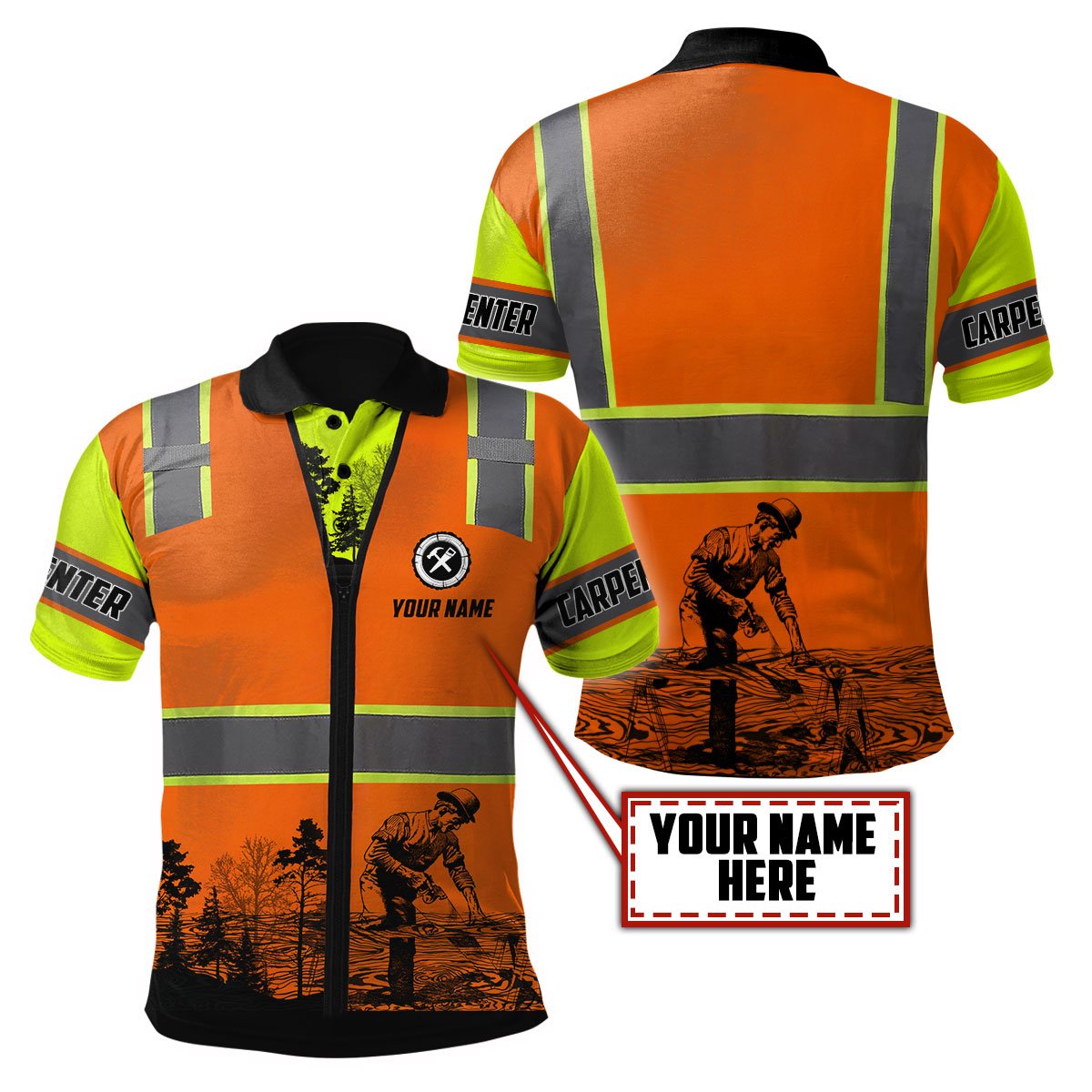 Personalized Name Carpenter 3D All Over Printed Unisex Shirts Safety