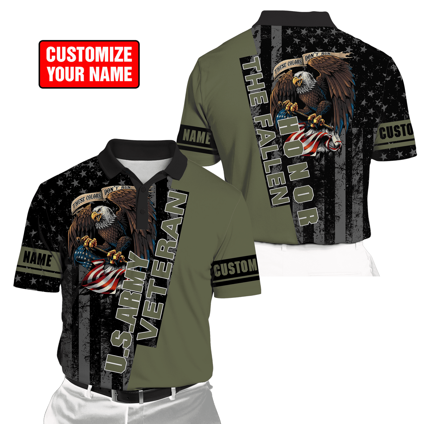 Custom name US Army Veteran Honor the fallen 3d printed shirts Proud Military