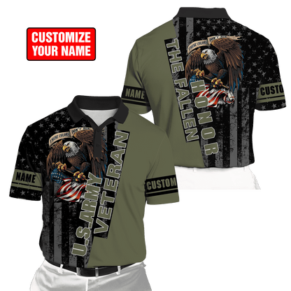 Custom name US Army Veteran Honor the fallen 3d printed shirts Proud Military