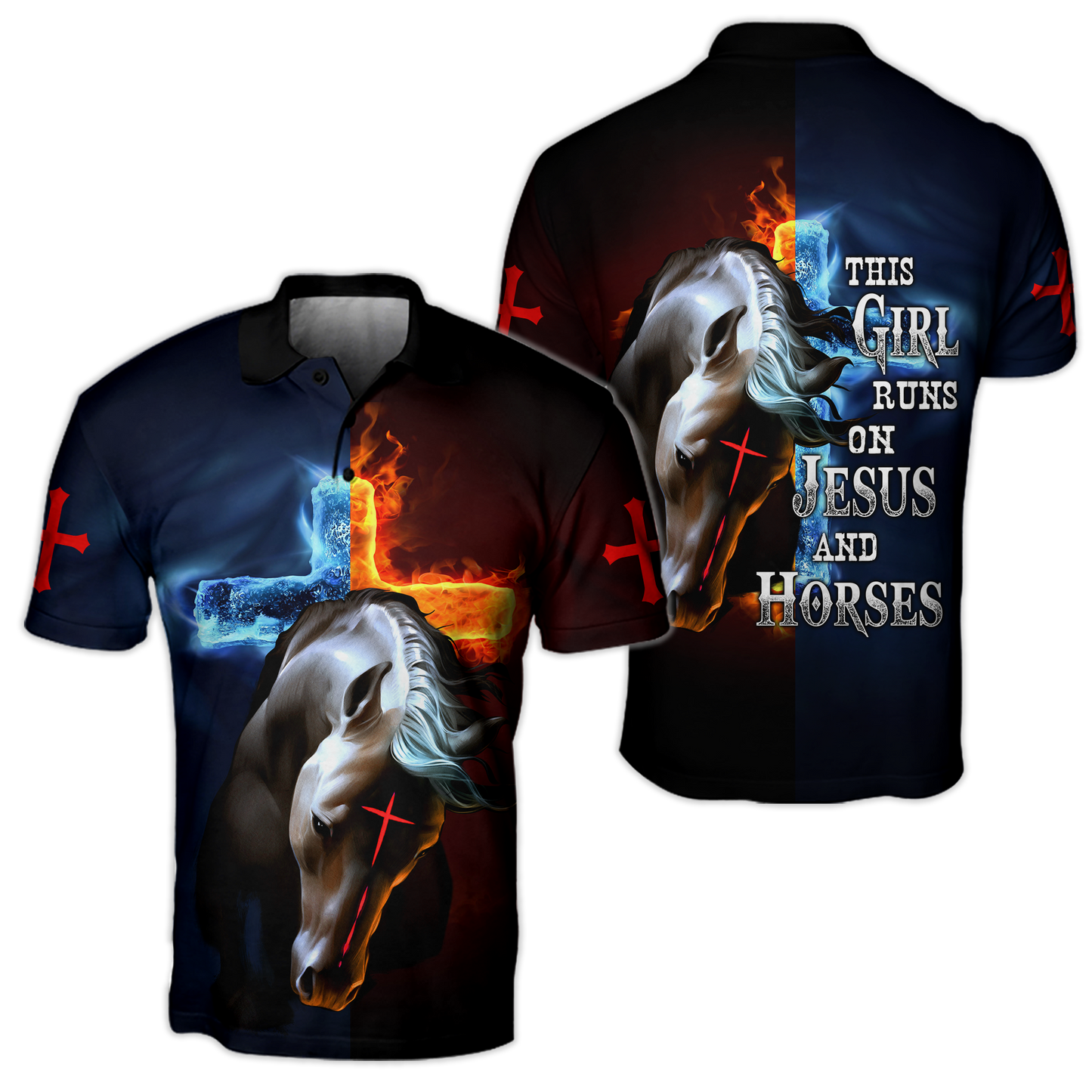Horse And Jesus 3D All Over Printed Shirts For Men And Women