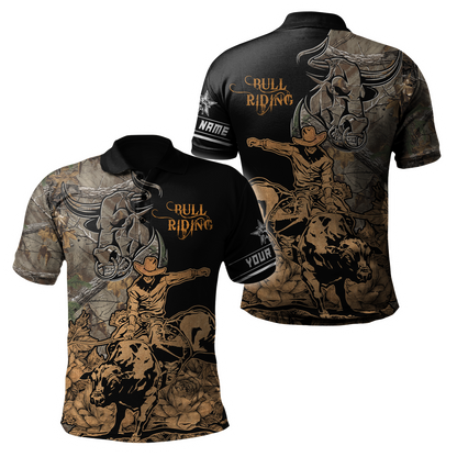 Personalized Name Bull Riding 3D All Over Printed Unisex Shirts Camo