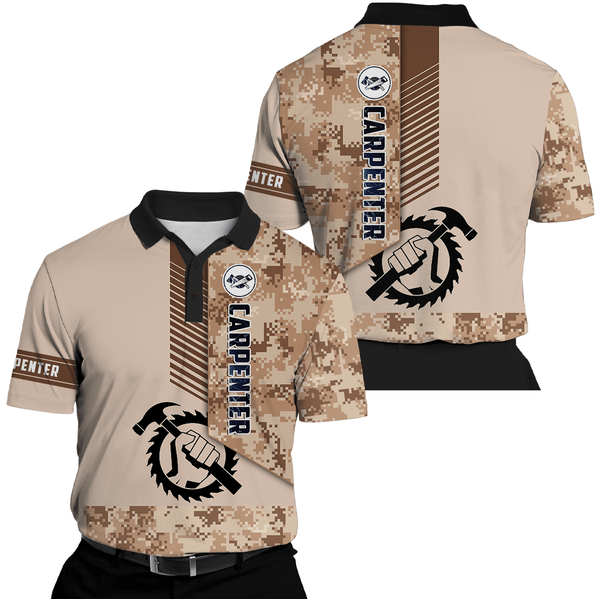 Personalized Name Carpenter 3D All Over Printed Unisex Shirts Brown Camo