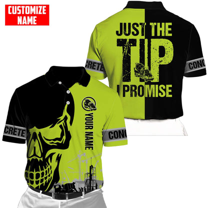 Concrete Finisher Site Skull Green Safety Custom name 3D Printed Shirts
