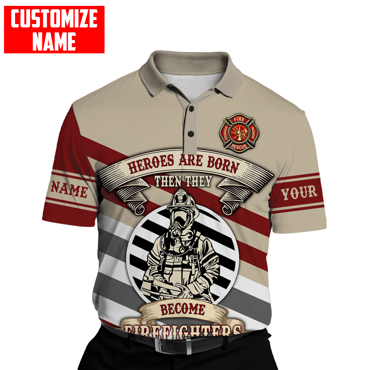 Customize Name Firefighter 3D All Over Printed Unisex Shirts