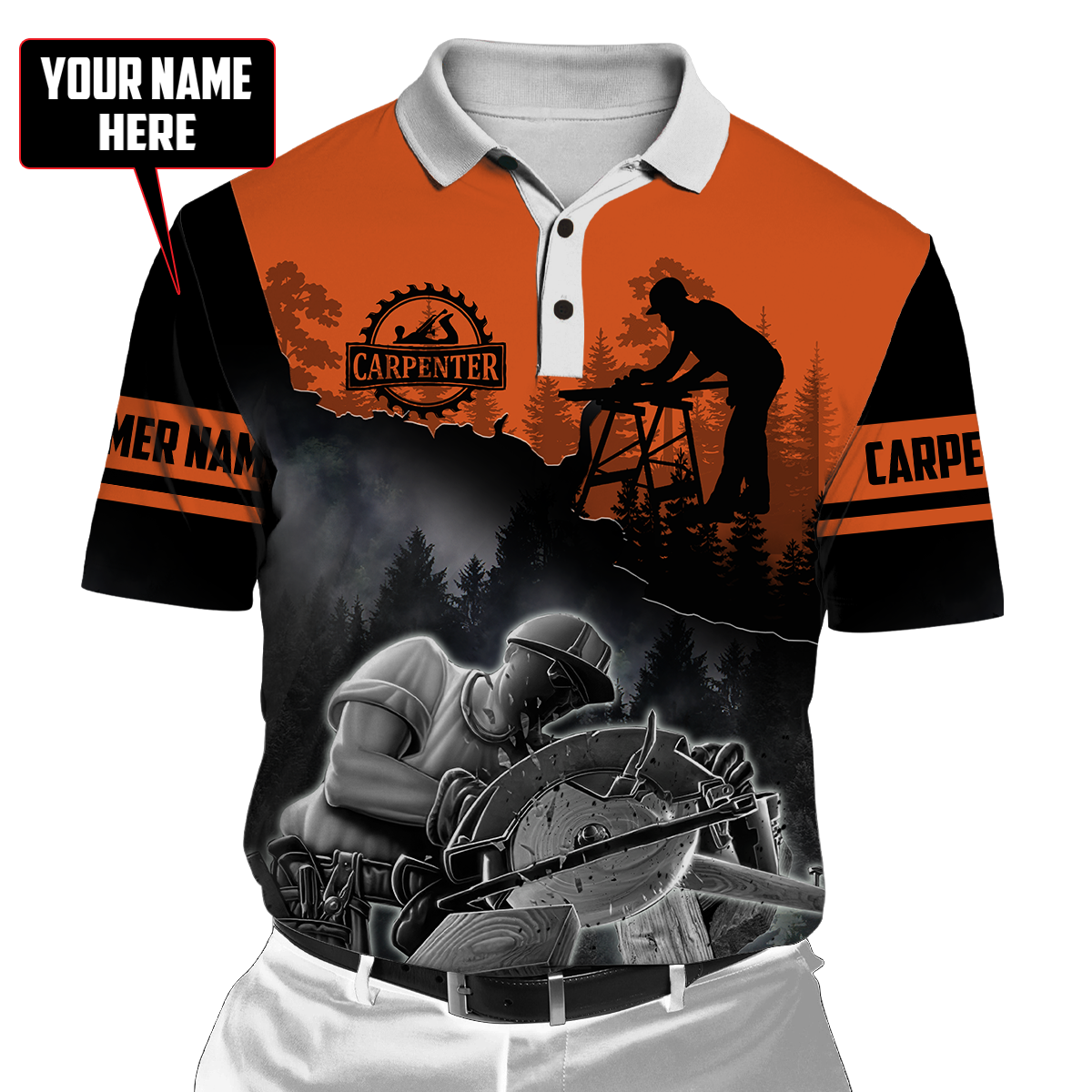 Personalized Name Carpenter 3D All Over Printed Unisex Shirts Orange Ver 2