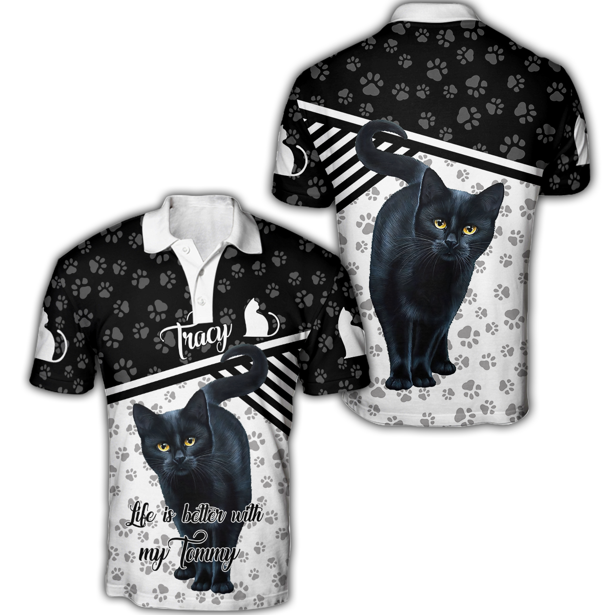 Customize Name Black Cat Hoodie For Men And Women