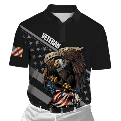 Premium Unique Veterans Polo Shirts Ultra Soft And Comfort Black Collar Black