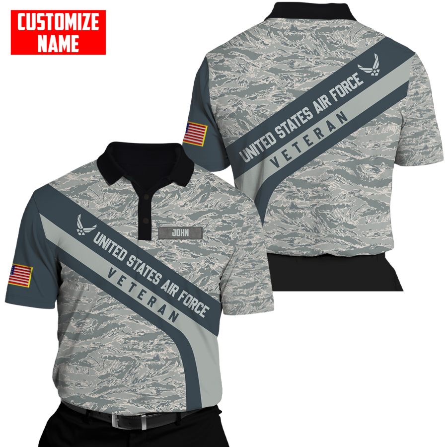 Premium Unique U.S Air Force Veteran Polo All Over Printed Personalized Shirt