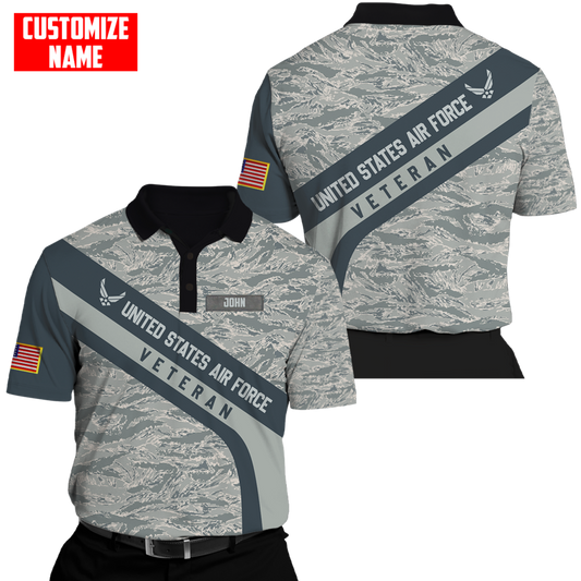 Premium Unique U.S Air Force Veteran Polo All Over Printed Personalized Shirt