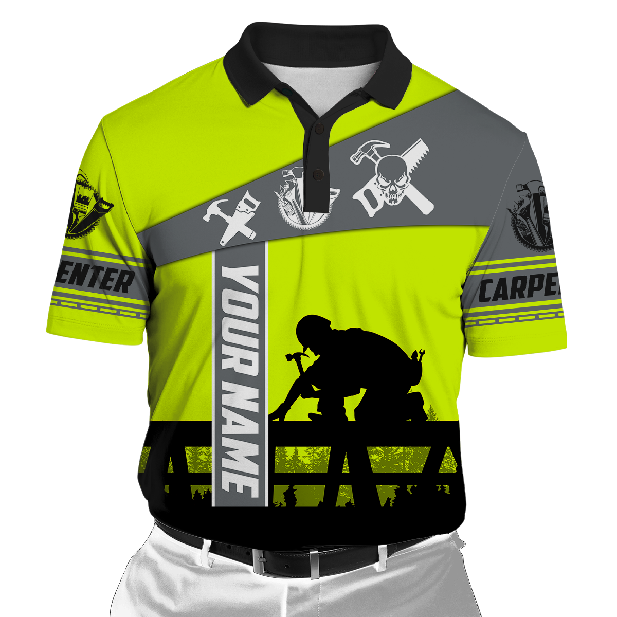 Personalized Name Carpenter 3D All Over Printed Unisex Shirts Green Neon Ver 2