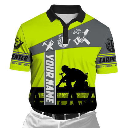 Personalized Name Carpenter 3D All Over Printed Unisex Shirts Green Neon Ver 2