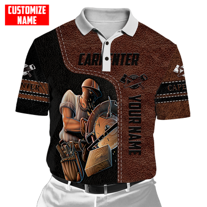 Personalized Name Carpenter 3D All Over Printed Unisex Shirts Leather Texture