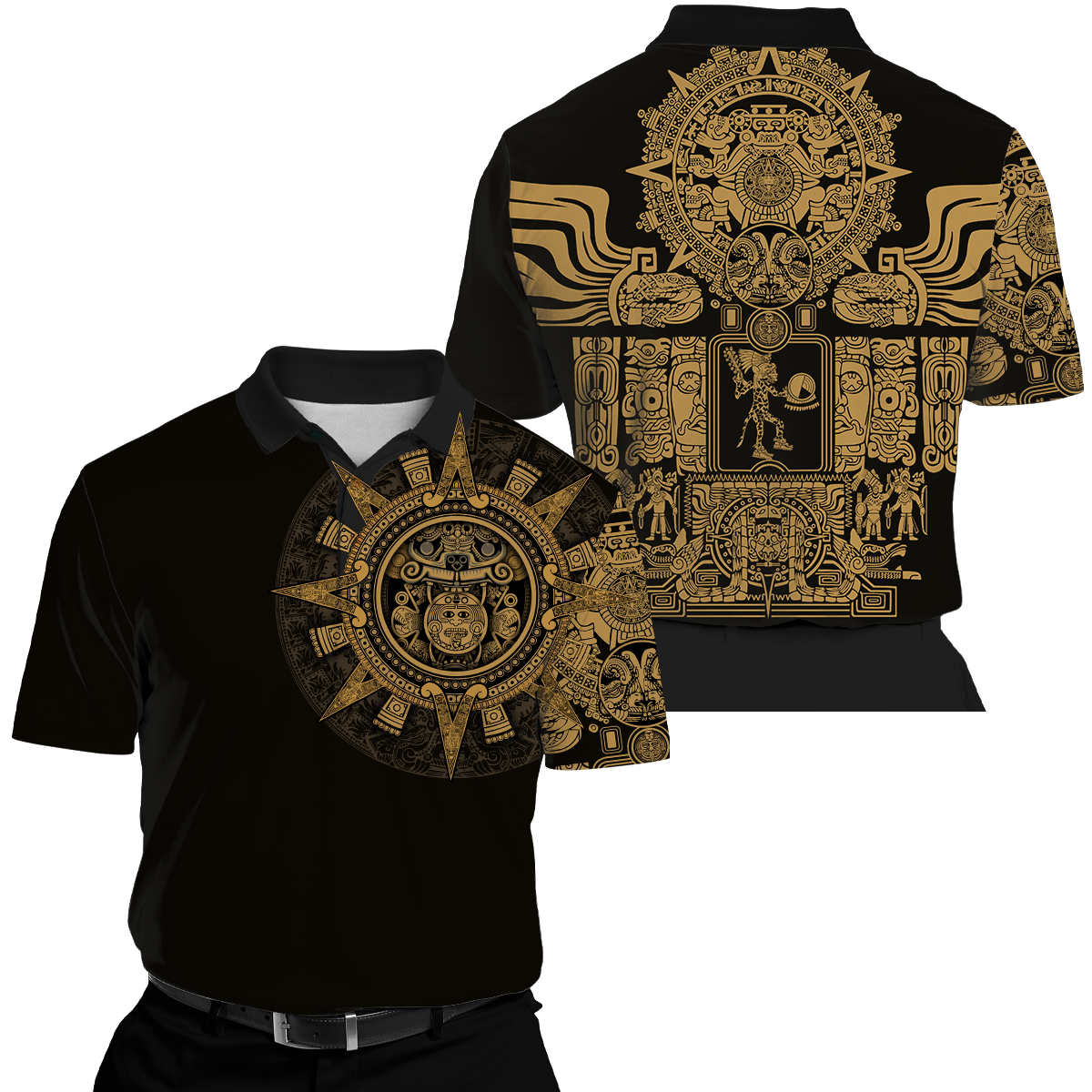 Aztec Mexican Yellow 3D All Over Printed Unisex Shirts no2