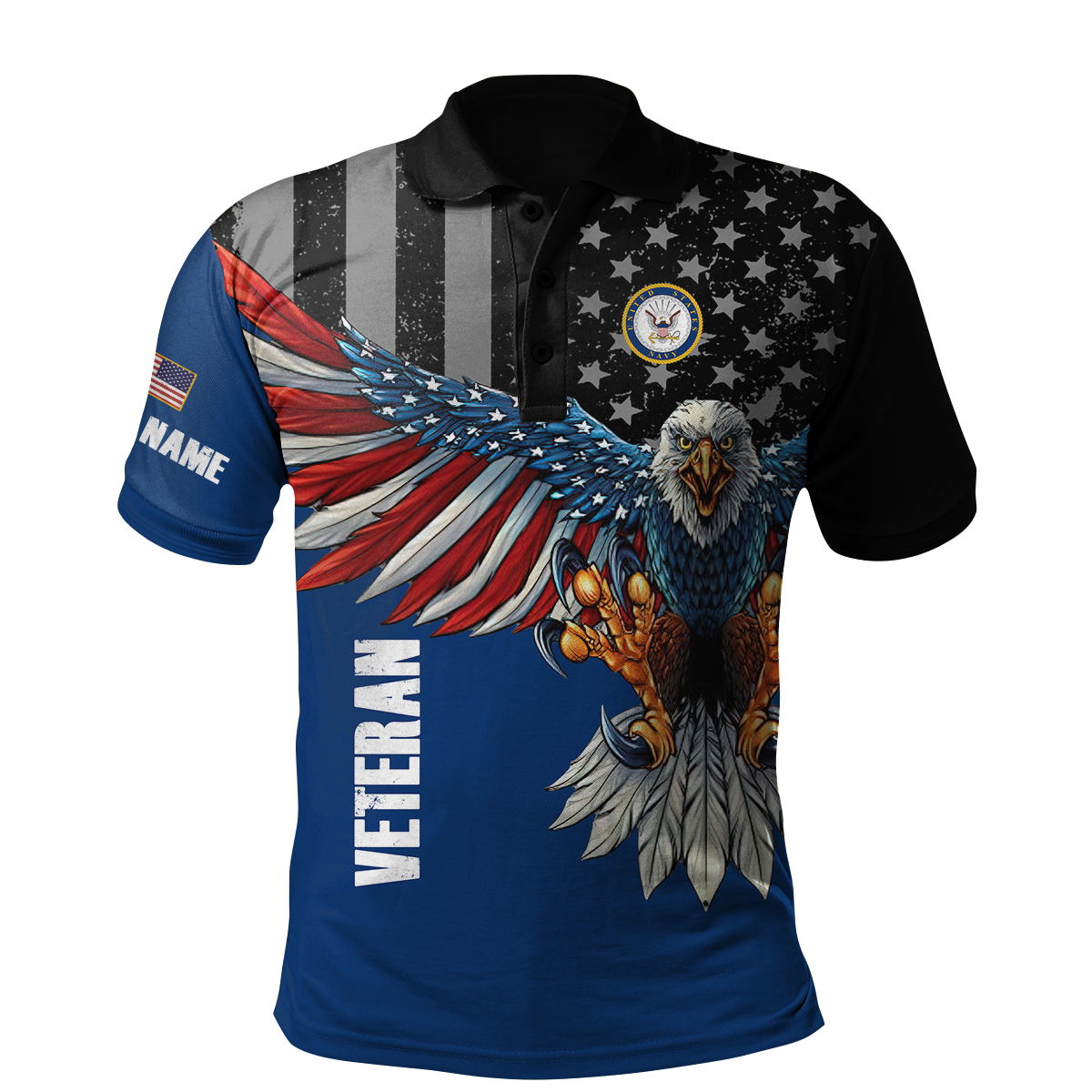 Custom name US Navy Veteran Eagle 3d printed shirts Proud Military