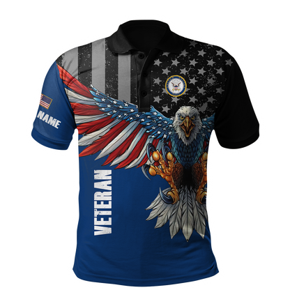 Custom name US Navy Veteran Eagle 3d printed shirts Proud Military