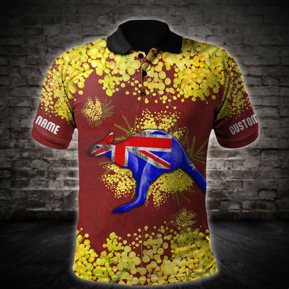 Tmarc Tee Custom name Australia Kangaroo Golden Wattle shirts
