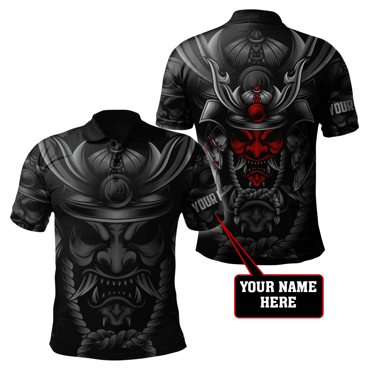 Custom Name Samurai Red Mask 3D All Over Printed Unisex Shirts