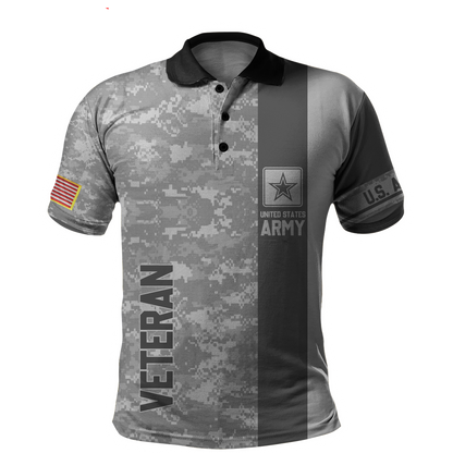 Premium Unique US Army Veteran Polo All Over Printed