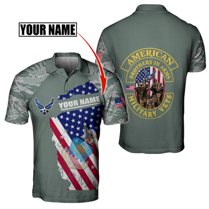 Custom name US Air Force Veteran Brothers in arms 3D print shirts Proud Military