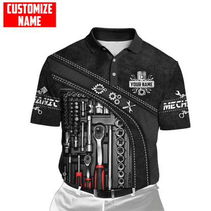 Personalized Name Mechanic 3D All Over Printed Unisex Shirts Leather