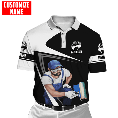 Tmarc Tee Personalized Name Painter 3D All Over Printed Unisex Black Shirts 