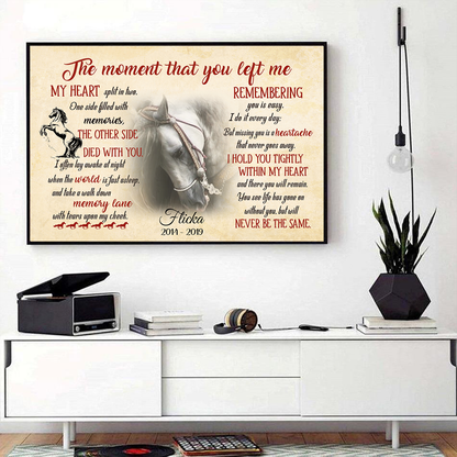 Customized The Moment That You Left Me Horse Pet Picture Frame Poster Memorial Gifts