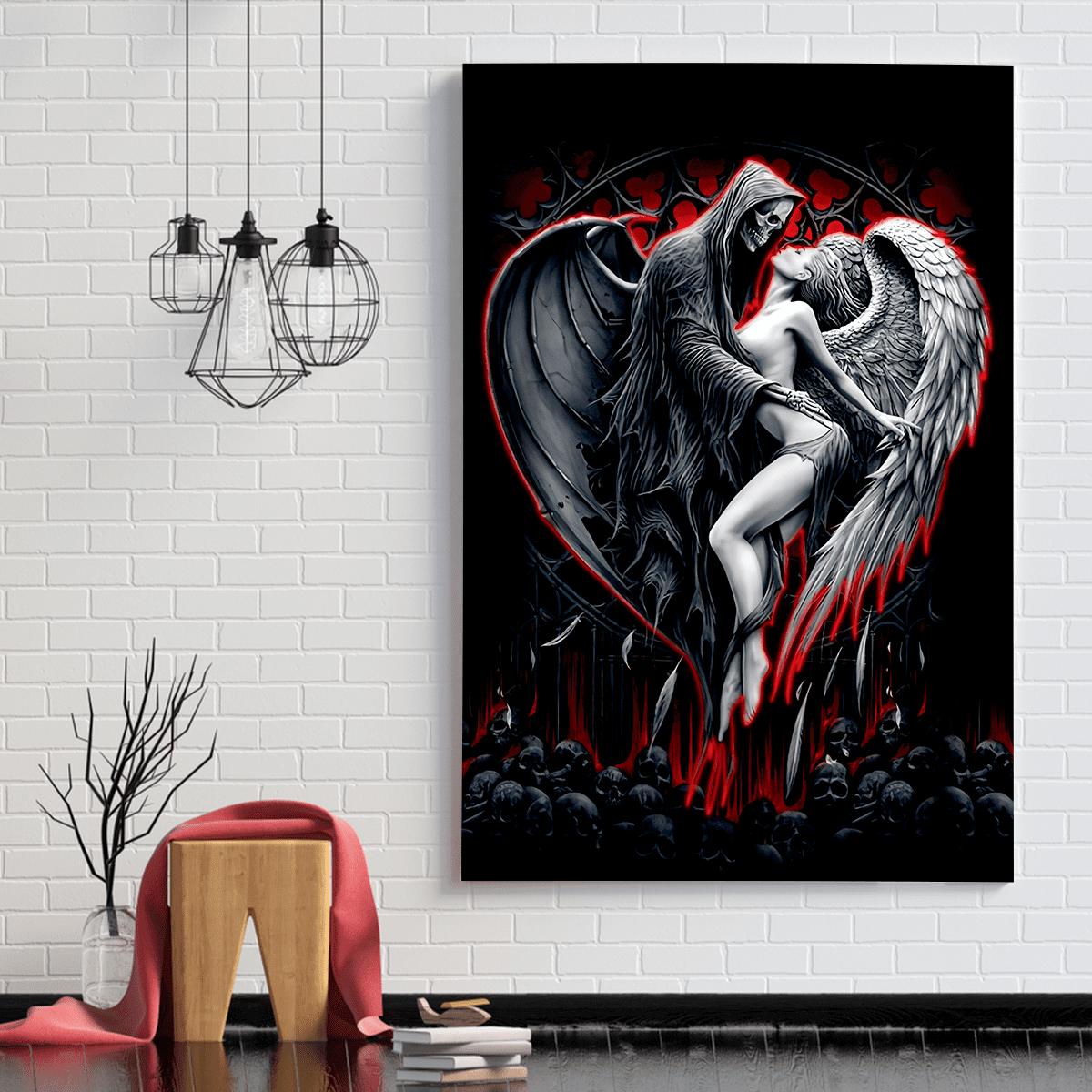 Skull and Beauty Poster Vertical 3D Printed