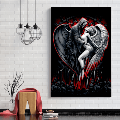 Skull and Beauty Poster Vertical 3D Printed