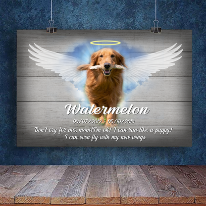 Don’t Cry For Me Mom! I’m ok!! I Can Run Like a Puppy! Customized  Pet Picture Frame Canvas Poster Memorial Gifts