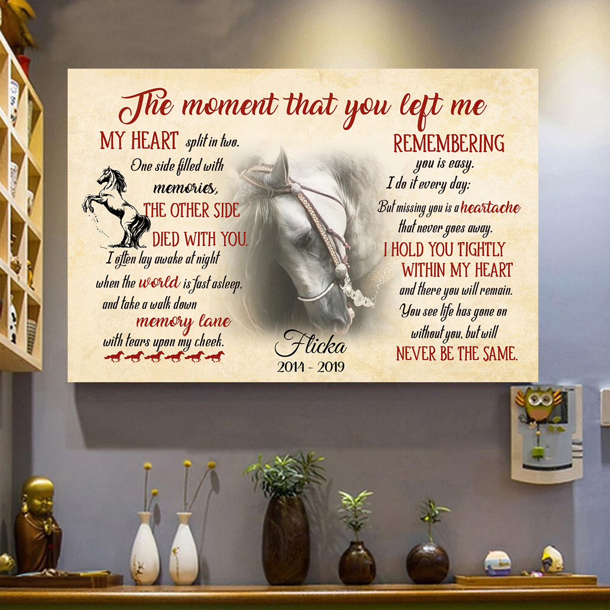 Customized The Moment That You Left Me Horse Pet Picture Frame Poster Memorial Gifts