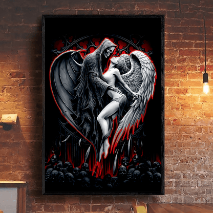 Skull and Beauty Poster Vertical 3D Printed