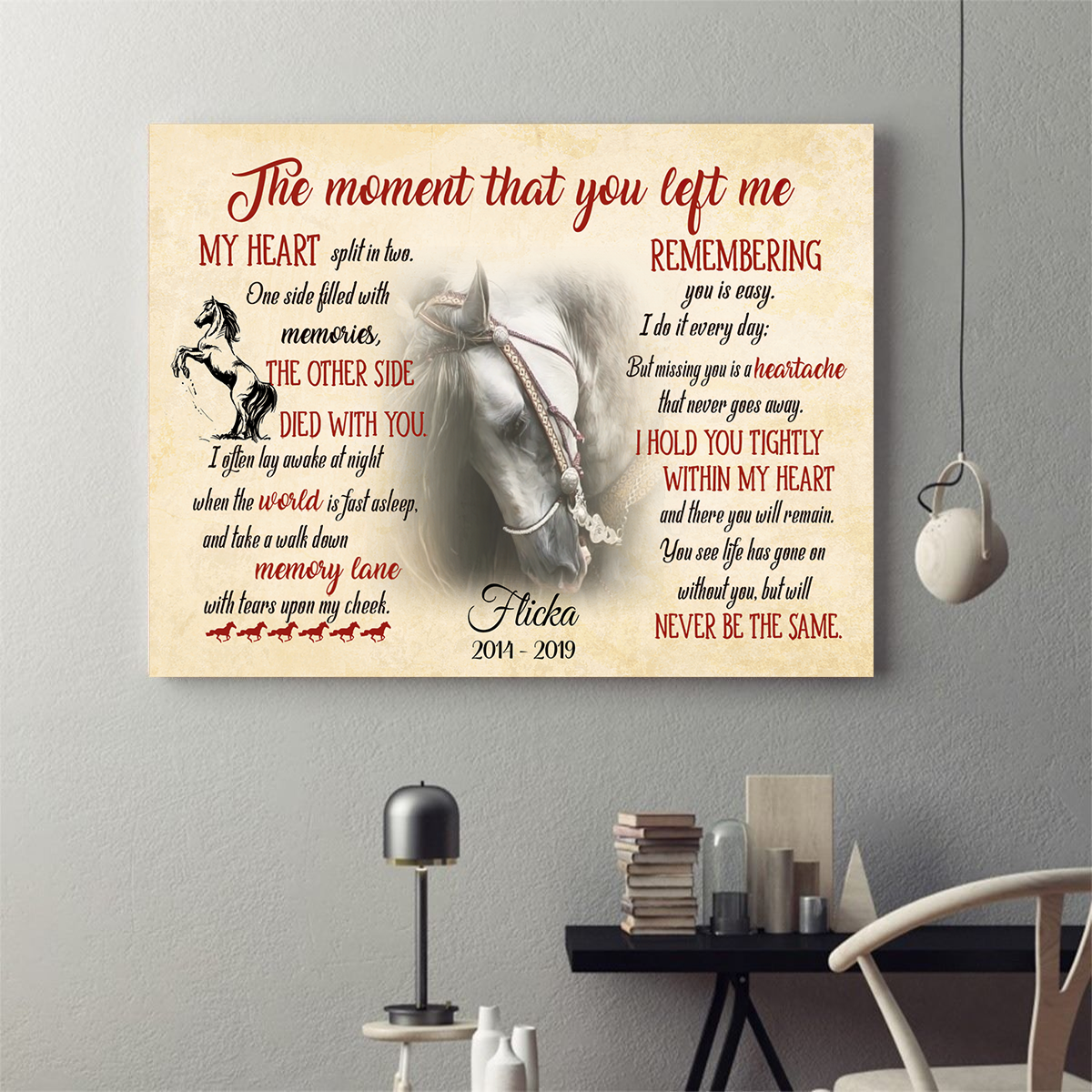 Customized The Moment That You Left Me Horse Pet Picture Frame Poster Memorial Gifts
