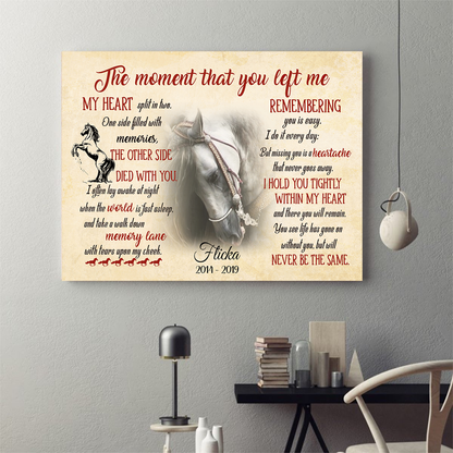 Customized The Moment That You Left Me Horse Pet Picture Frame Poster Memorial Gifts