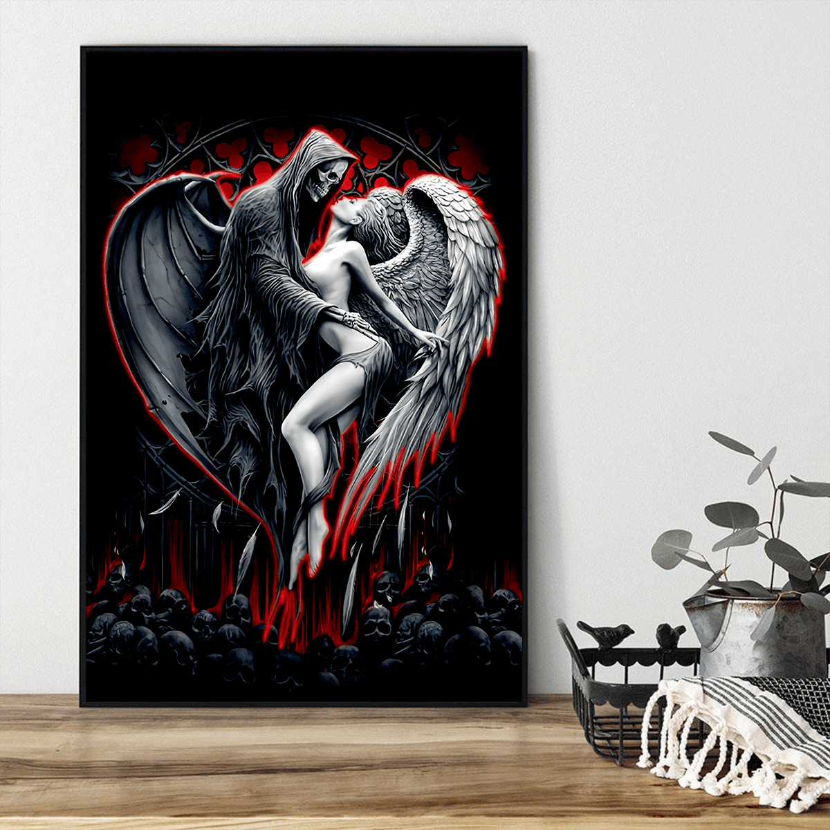 Skull and Beauty Poster Vertical 3D Printed