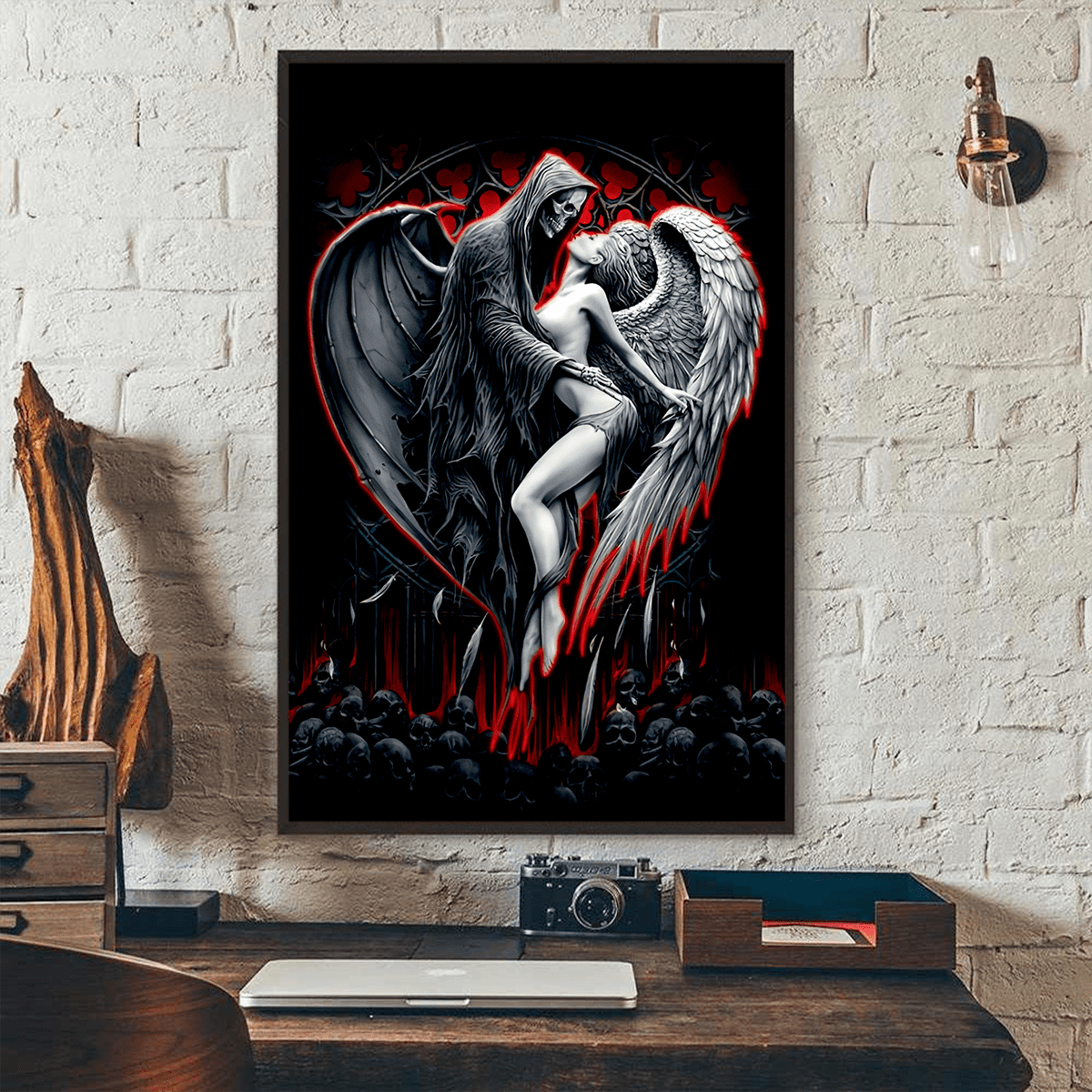 Skull and Beauty Poster Vertical 3D Printed