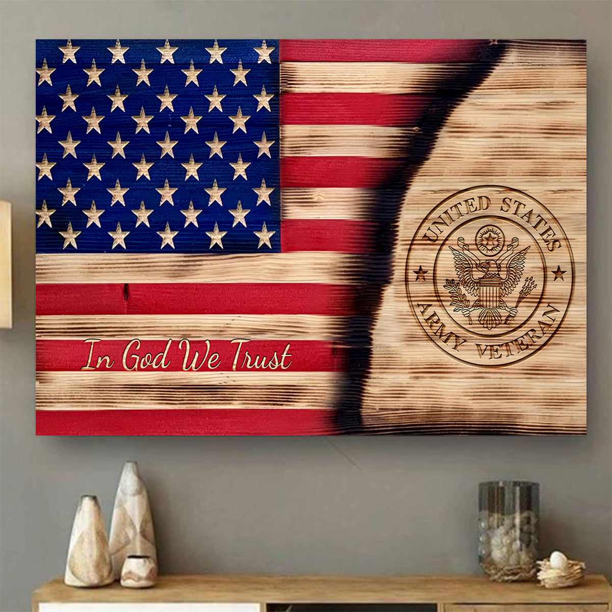 In God We Trust US Army Veteran Poster Horizontal