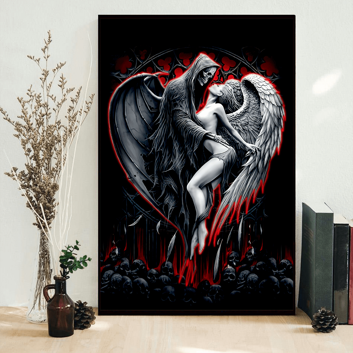 Skull and Beauty Poster Vertical 3D Printed